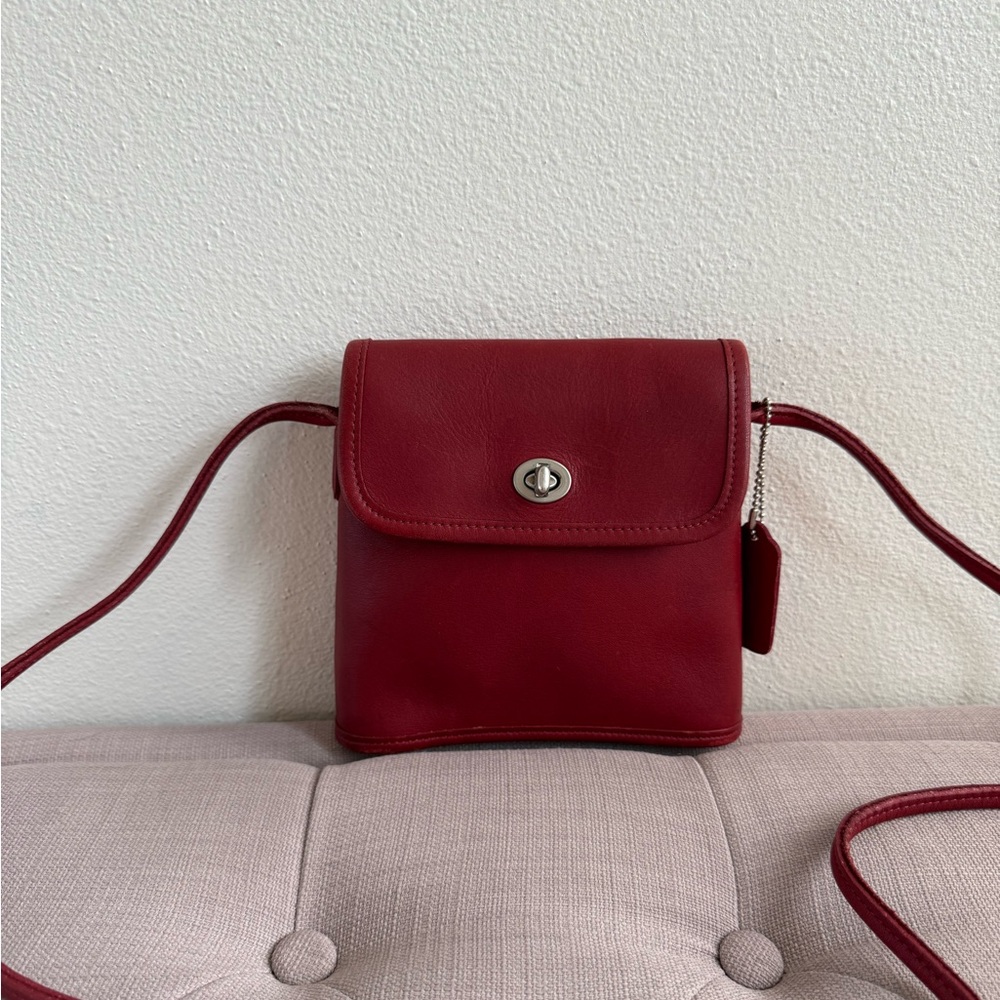 Authentic Vintage Coach Red Leather Crossbody